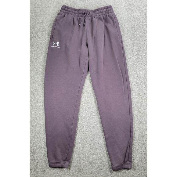 Under Armour Essentials Sweat Pants Mens M Pink Mauve Gym Cozy Fleece Joggers - Picture 1 of 14